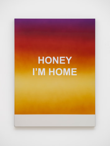 Wonwoo Lee, HONEY I&#039;M HOME, 2025., Stainless steel super mirror, steel, paint, silkscreen, 160 x 120cm.