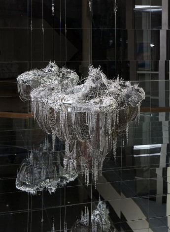 Lee Bul. Untitled (After Bruno Taut series), 2008. Crystal, glass and acrylic beads on stainless-steel armature, aluminum and copper mesh, PVC, steel and aluminum chains, 135 x 140 x 90 cm.&nbsp;Courtesy of the artist &amp;amp; PKM Gallery.