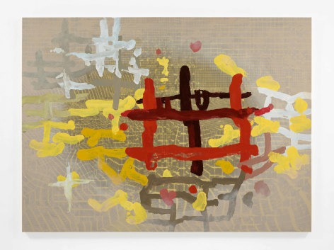 Toby Ziegler, Lost lexicon, 2023. Oil paint and inkjet on canvas, 140 x 190 x 4 cm., Courtesy of the artist &amp;amp; PKM Gallery.