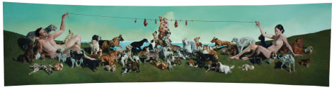 ERIK THOR SANDBERG  In the Valley  2015, oil on curved panel, 30 x 116 inches.
