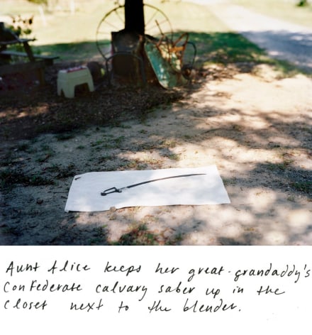 AARON CANIPE J.V. Ozmint&rsquo;s Confederate Calvary Saber, near Iva, South Carolina 2011, archival inkjet print with hand-applied text, 11 x 14 inches