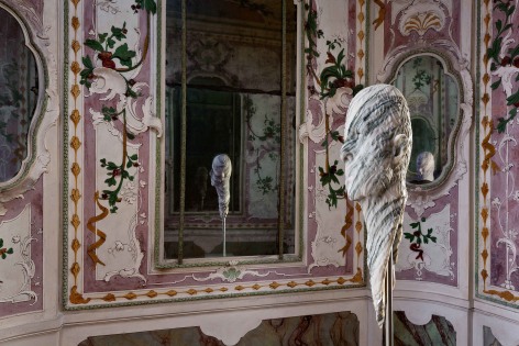 BARRY X BALL  Stretched Portrait of Jon Kessler with &ldquo;Baroque&rdquo; Relief in Italian Fantastico Marble  The Stucco Room &mdash; Ca&rsquo; Rezzonico, Venice archival inkjet print