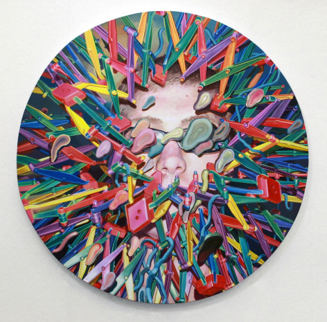 JASON RESSLER Solace in the Hyper-Sphere 2011-12, oil on canvas, 75 inches (diameter)