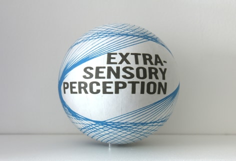 SUSAN MACWILLIAM  Extra-Sensory Perception  2013/2014, inkjet paper, plastic sphere, 6 x 6 x 6 inches
