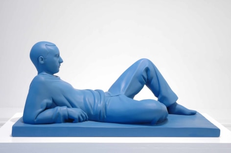 Kenny Hunter Reclining Man glass reinforced plastic and paint, 4 x 30 x 13.5 inches sculpture