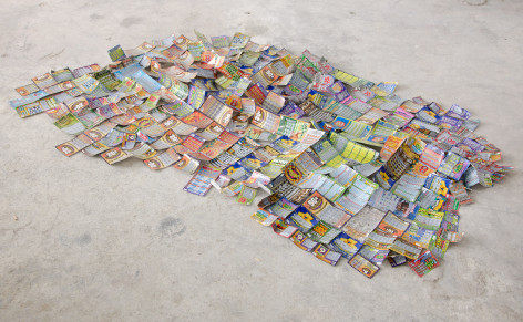 WILMER WILSON IV West Philadelphia Fabric lottery tickets, pins, dimensions variable.