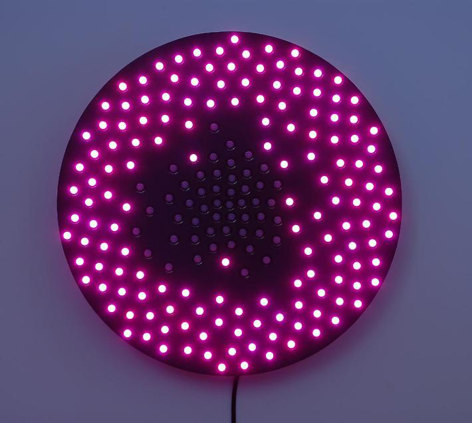 LEO VILLAREAL Little Bang (warm view) 2008, 200 light emitting diodes, microcontroller, circuitry and anodized aluminum, 24 inches (diameter)