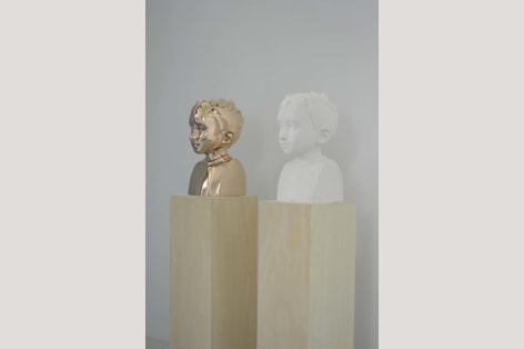KENNY HUNTER Two Identical Forms plaster, bronze, and plywood sculpture