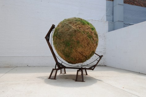 DAN GIOIA Sphere 2011, sod and steel, 84 x 84 x 60 inches. Installation view: ACADEMY 2011, Conner Contemporary Art.