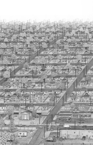BEN TOLMAN Suburbs 2012, ink on paper, 78 x 50 inches
