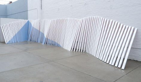 CORDY RYMAN Kamco Wave 2010, exterior grade latex house paint on wood (118 pieces), dimensions variable. Installation view: Conner Contemporary Art.