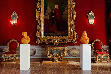 Barry X Ball Envy and Purity in Utah Golden Honeycomb Calcite The Throne Room &mdash; Ca&rsquo; Rezzonico, Venice archival inkjet print