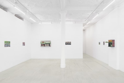 An installation image of Nicholas Buffon's exhibition, a wide view, including 7 artworks
