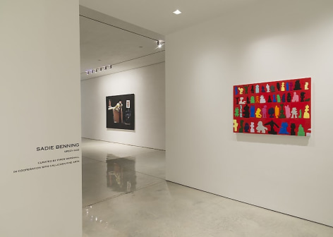 A photograph of the installation at Mary Boone Gallery, with 'Icons' in the foreground at right and another work further in the background.