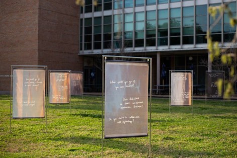 Installation view of Martha Tuttle, the bear who longs to touch the ocean, 2024, Moody Center for the Arts, Rice University, Houston, TX, 2024.