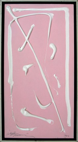 light Pink painting, white thick paint streaks over