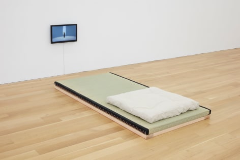Light, 2019 installation tatami, meditation mat, small flat screen