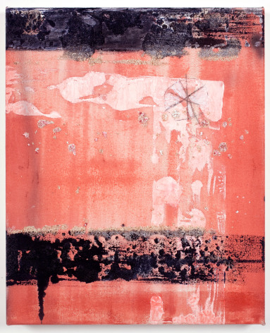 painting by Rosy Keyser titled Harmony with Smoke - from 2011 - Dye, enamel and saw dust on canvas - 22 x 18 inches