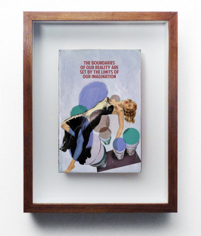 The Connor Brothers Hand painted vintage paperback with silkscreen, framed. The Boundaries Of Our Reality Are Set By The Limits Of Our Imagination. 10.83h x 7.87w inches