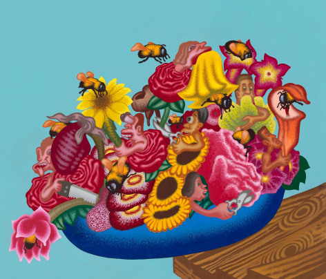 Peter Saul, The World is a Bowl of Flowers, 2020