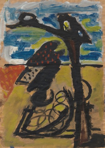 &quot;Untitled&quot;, 1976 Ink, gouache, oil on brown paper