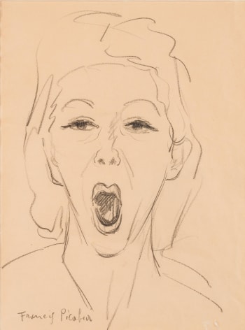 &ldquo;T&ecirc;te de femme bouche ouverte&rdquo;, ca. 1939, Crayon on paper