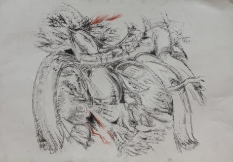 Elias Zayat,&nbsp;Study, 2014, Charcoal and pastel on paper, 52 x 75 cm