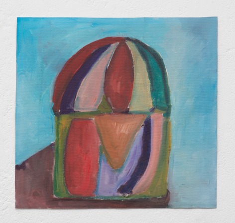 Ana Mazzei, Cage: blue sky, 2023-2024, Oil and pastel on canvas, 42.1 x 45.1 cm