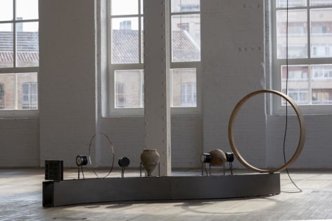 Rossella Biscotti,&nbsp;The Journey&rsquo;s objects (Drum, Antenna, Amphoric Detectors, Black Box), 2023, Installation view at&nbsp;Fabra i Coats: Contemporary Art Center of Barcelona, Spain, 2023