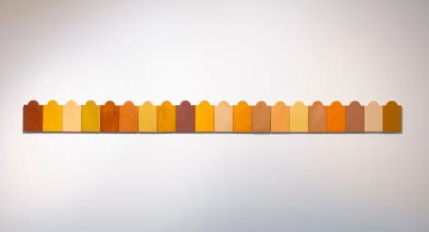 M&rsquo;barek Bouhchichi, Nous sommes tous fait de terre No. III, 2022, Terracotta and engobe, 35 x 426 x 3 cm