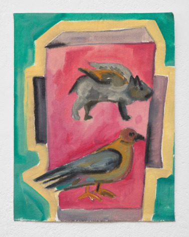 Ana Mazzei, Beings: flying pig, 2023-2024, Oil and pastel on canvas, 40 x 31 cm