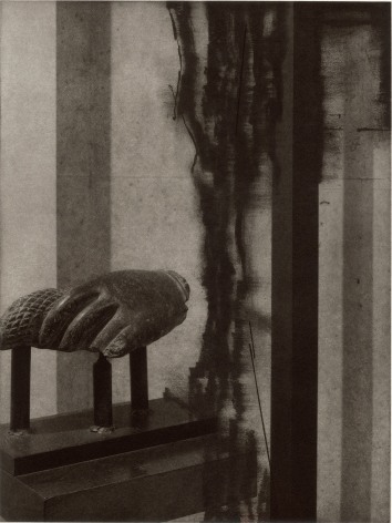 Seher Shah, Argument from Silence (hand with wreath), 2019, Polymer photogravures on Velin Arches paper, Paper size: 63.5 x 52.1 cm, Plate size: 41.9 x 31.8 cm