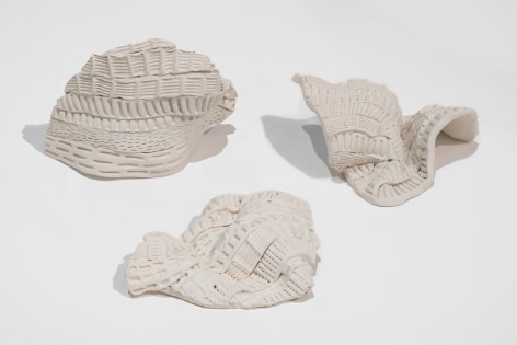 Asma Belhamar, Distorted fragments 7, 8 and 9, 2022, Ceramics, Composed 3 pcs