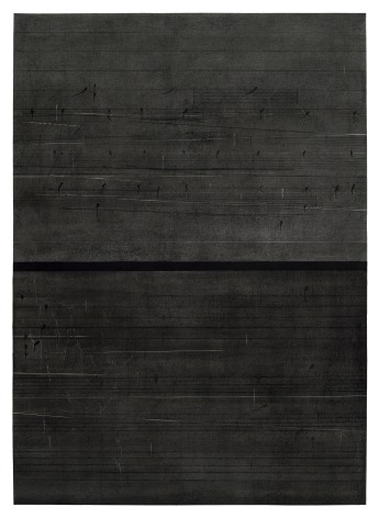 Seher Shah, The Weight of Dust (3), 2024, Graphite dust, charcoal and ink on laid paper, 138.5 x 100 cm