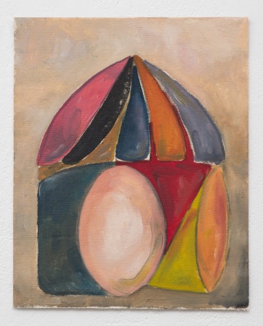 Ana Mazzei, Cage: egg, 2023-2024, Oil and pastel on canvas, 49.7 x 40.2 cm