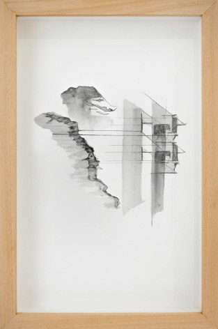 Asma Belhamar, Window Observation No.6,&nbsp;2021, Acrylic, water color, carbon graphite on paper, 36 x 20.5 cm