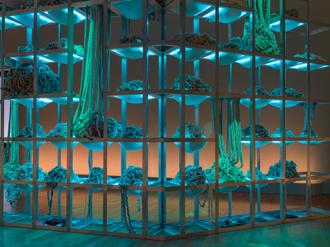 Afra Al Dhaheri, Collective Exhaustion, 2023, Installation view at NYUAD Art Gallery, Abu Dhabi, 2024