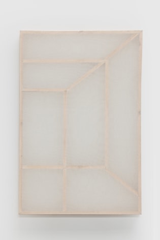 Afra Al Dhaheri, No. 14 (Spaces for improvisation), 2022, Cotton mesh on wood, 120 x 80 x 3.5 cm