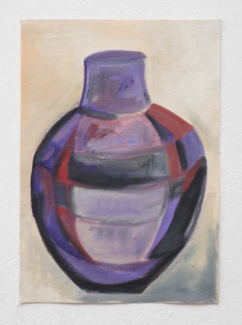 Ana Mazzei, Vase: purple, 2023-2024, Oil and pastel on canvas, 44.3 x 31.2 cm