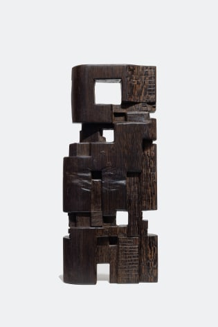 Chaouki Choukini, Construit, 2024, Wang&eacute;, 50 x 22 x 7.5 cm