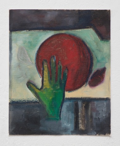 Ana Mazzei, Joker: hand, 2023-2024, Oil and pastel on canvas, 42.2 x 34 cm
