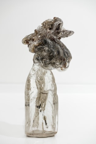 Afra Al Dhaheri, Dry flowers, 2016, Poured glass and dry flowers, 35 x 12 cm