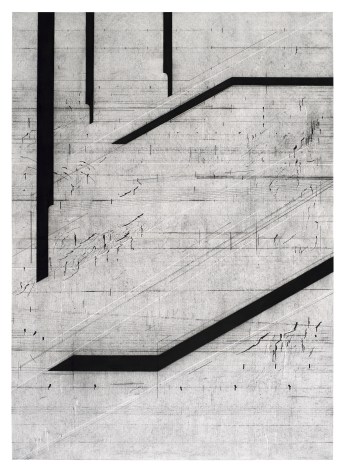 Seher Shah, The Weight of Dust (2), 2024, Graphite dust, charcoal and ink on laid paper, 138.5 x 100 cm