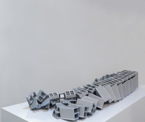 Nazgol Ansarinia, Ceramic Brick, Demolishing buildings, buying waste, 2017, Poly-urethane, paint, 71.1 x 23.3 x 149.1 cm