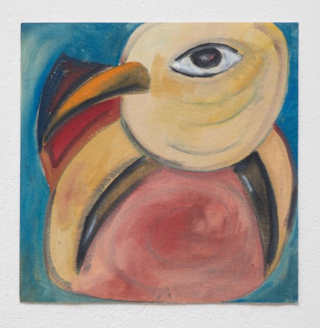 Ana Mazzei, Beings: yellow bird, 2023-2024, Oil and pastel on canvas, 39.2 x 38.8 cm