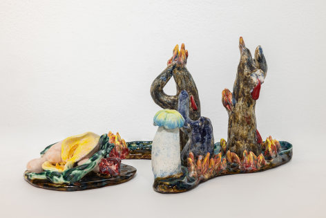 Dorsa Asadi, Flames of rebellion will wash your sins away, 2022, Ceramics, Composed of 2 pieces