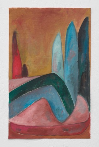 Ana Mazzei, Landscape: 4 trees, 2023-2024, Oil and pastel on canvas, 55.7 x 35 cm