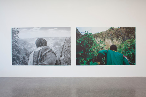 Rossella Biscotti, Notes on Zeret, 2015, 2 blue back prints, 240 x 360 cm (each)