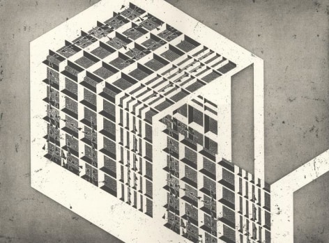 Seher Shah,&nbsp;Unit Object (house), 2014, Etching with aquatint on Arches paper