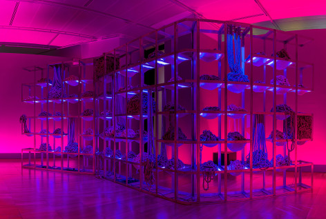 Afra Al Dhaheri, Collective Exhaustion, 2023, Installation view at NYUAD Art Gallery, Abu Dhabi, 2024